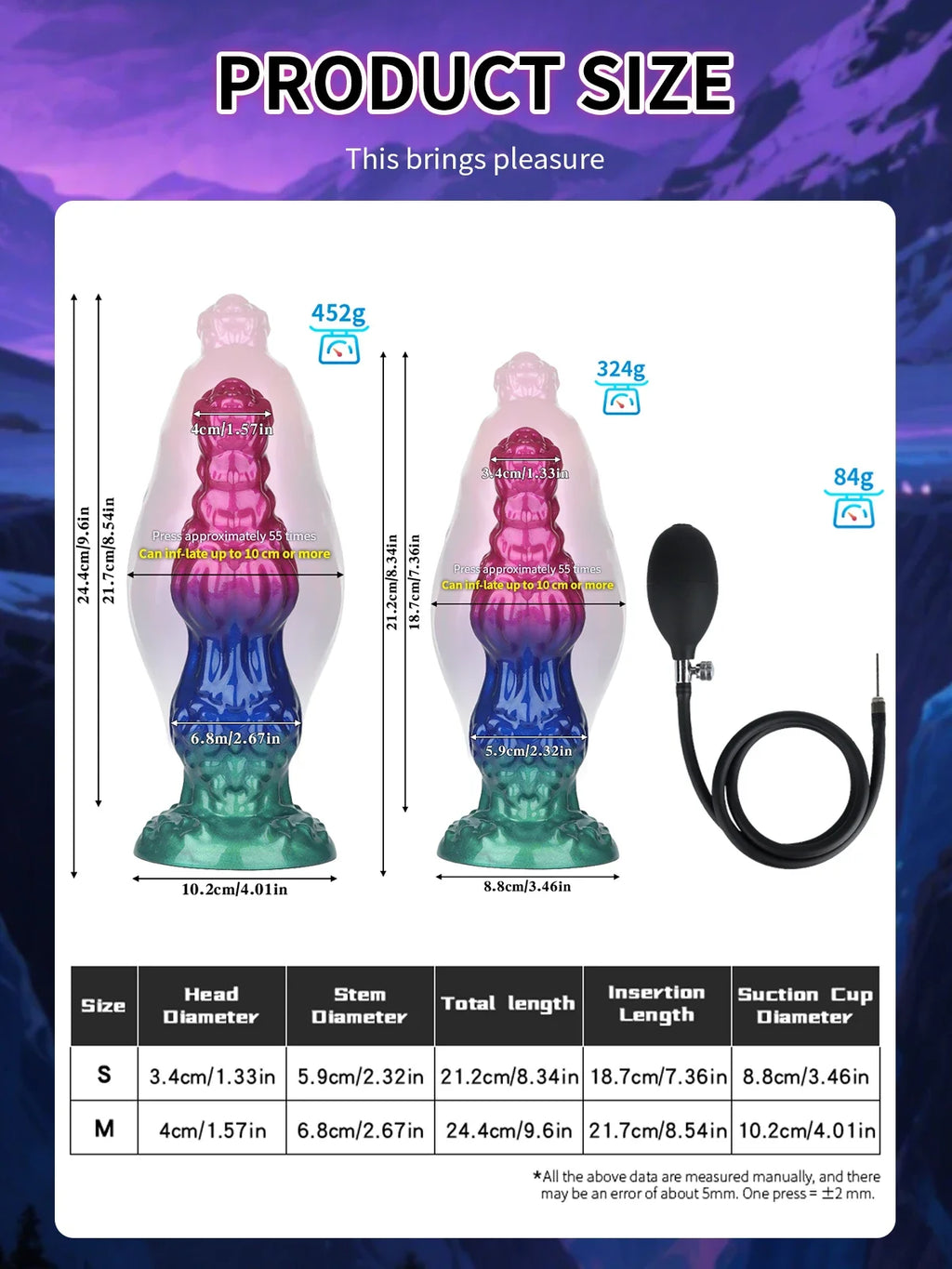 Inflatable Anal Plug Max 11cm Huge Buttplug Inflatable 18+ BDSM Sex Game for Women Men Gay Anal Dilation Prostate/G-spot Massage