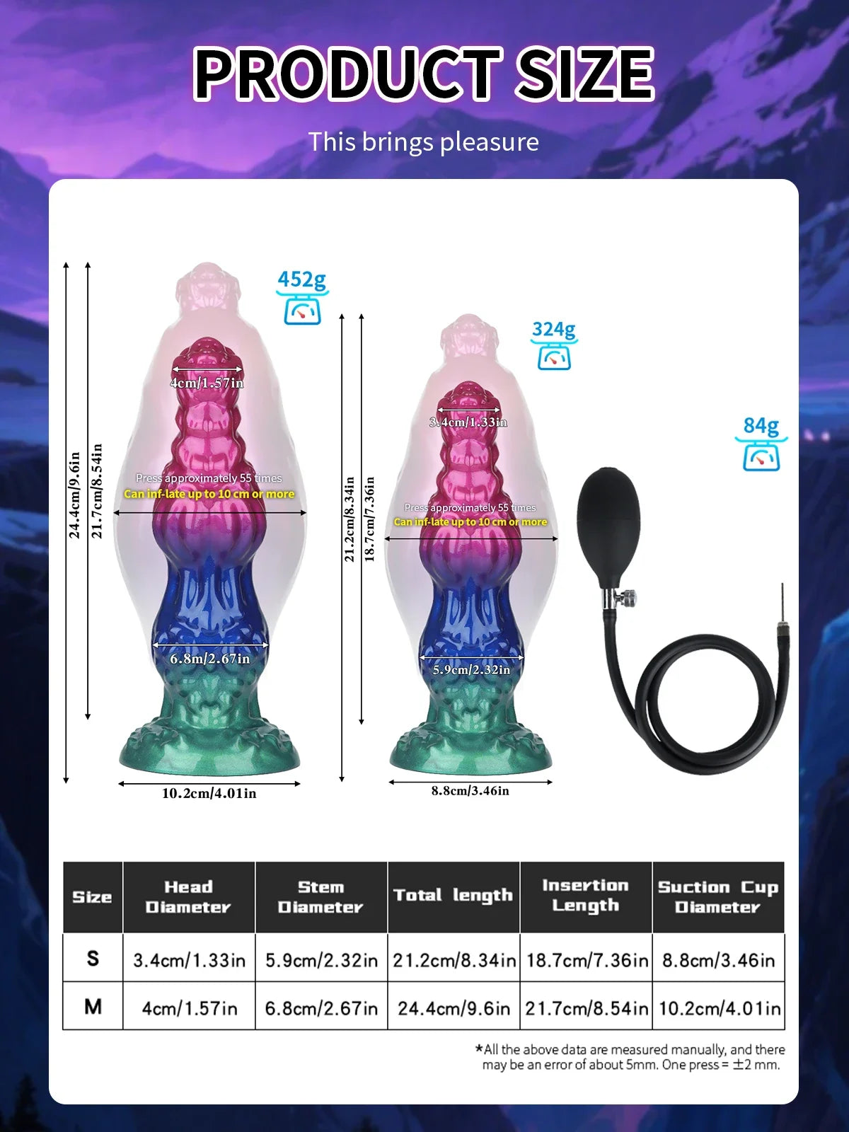Inflatable Anal Plug Max 11cm Huge Buttplug Inflatable 18+ BDSM Sex Game for Women Men Gay Anal Dilation Prostate/G-spot Massage