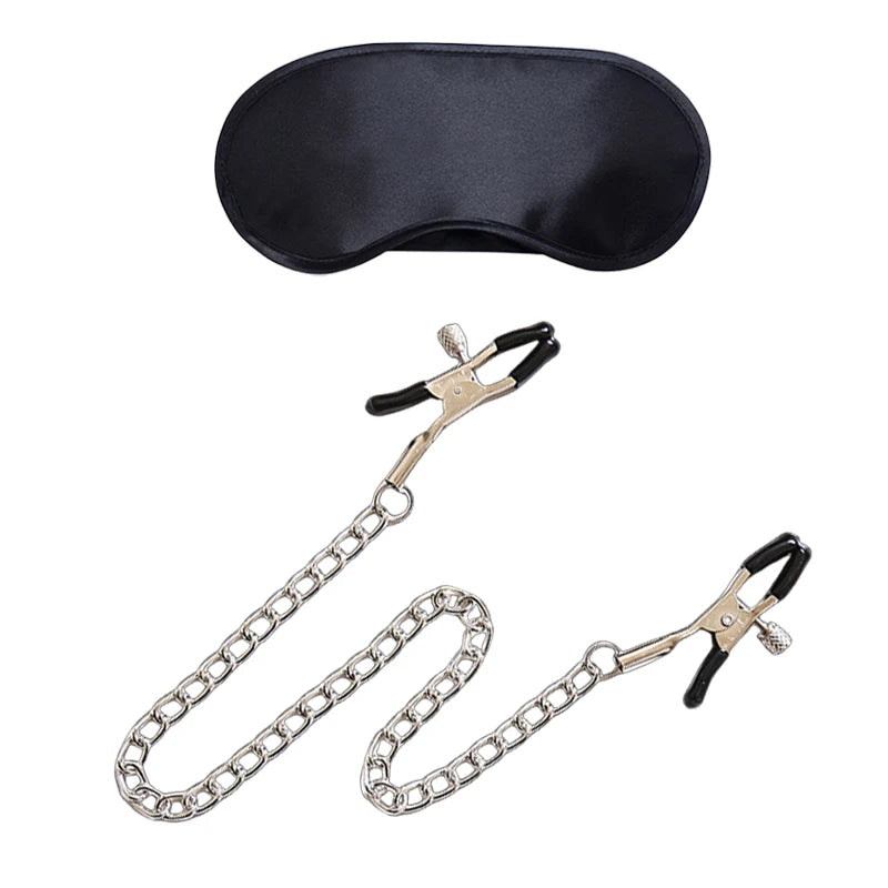 Erotic Bdsm Set Sexy Nipple Clip Stimulator Bondage Kit Clitoris Clamps Feather Blindfold Flirt Adult Games Exotic Accessories