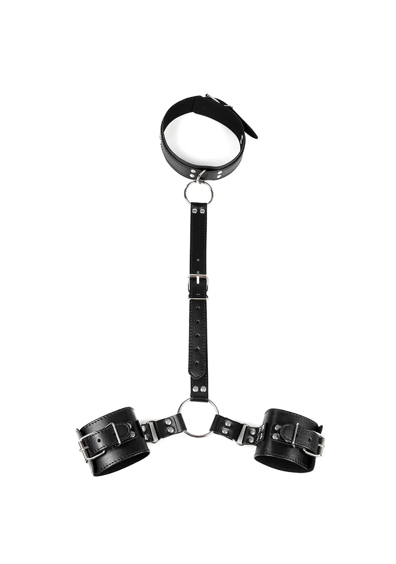 Kinky BDSM Bondage Neck To Wrist Restraints Erotic Collar Handcuffs Bondage Kit Slave Role Play Fetish Sex Toys For Couples
