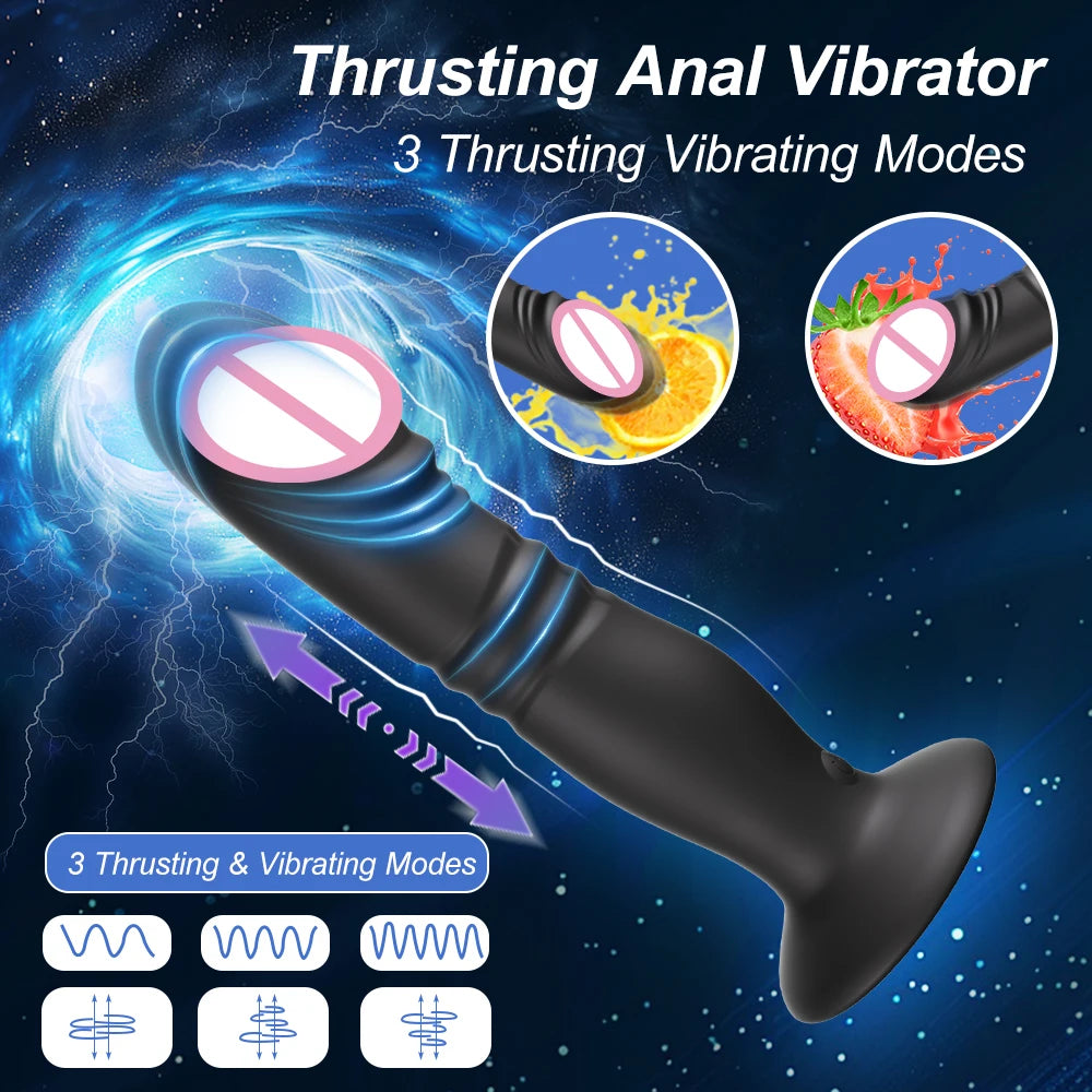 Thrusting Sex Toys Anal Plugs Vibrator APP Wireless Telescopic Anal Dildo Witn Suction Cup Prostate Massager Butt Plug for Men