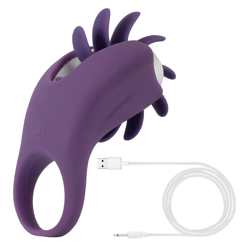 Sex Toys for Men Couple Vagina Clitoris Stimulate Tongue Licking Delay Ejaculation Cock Ring Vibrator Penis Ring