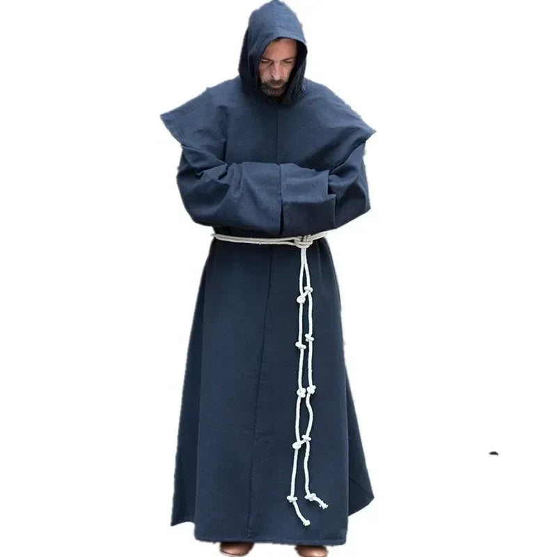 S-5XL Renaissance Monk Clergy Shoulder Clothes Friar Costume Religious Saint Robe Men's Priest Hood Halloween Cosplay Costume