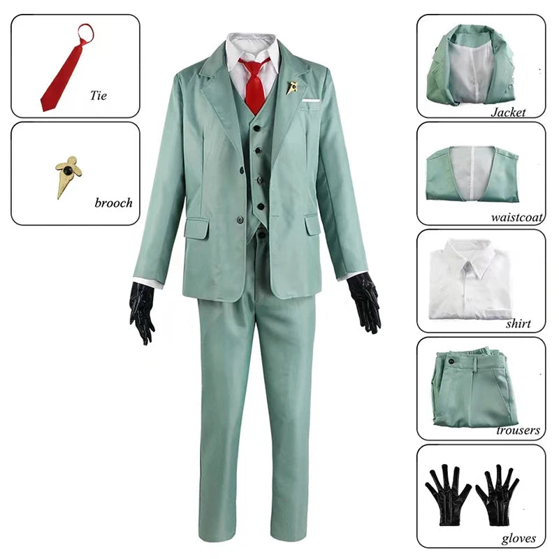 Anime Spy X Family Cosplay Costume Yor Forger Sexy Dress Loid Forger Light Green Suit Anya Kawaii Outfit Carnival Party Wig COS