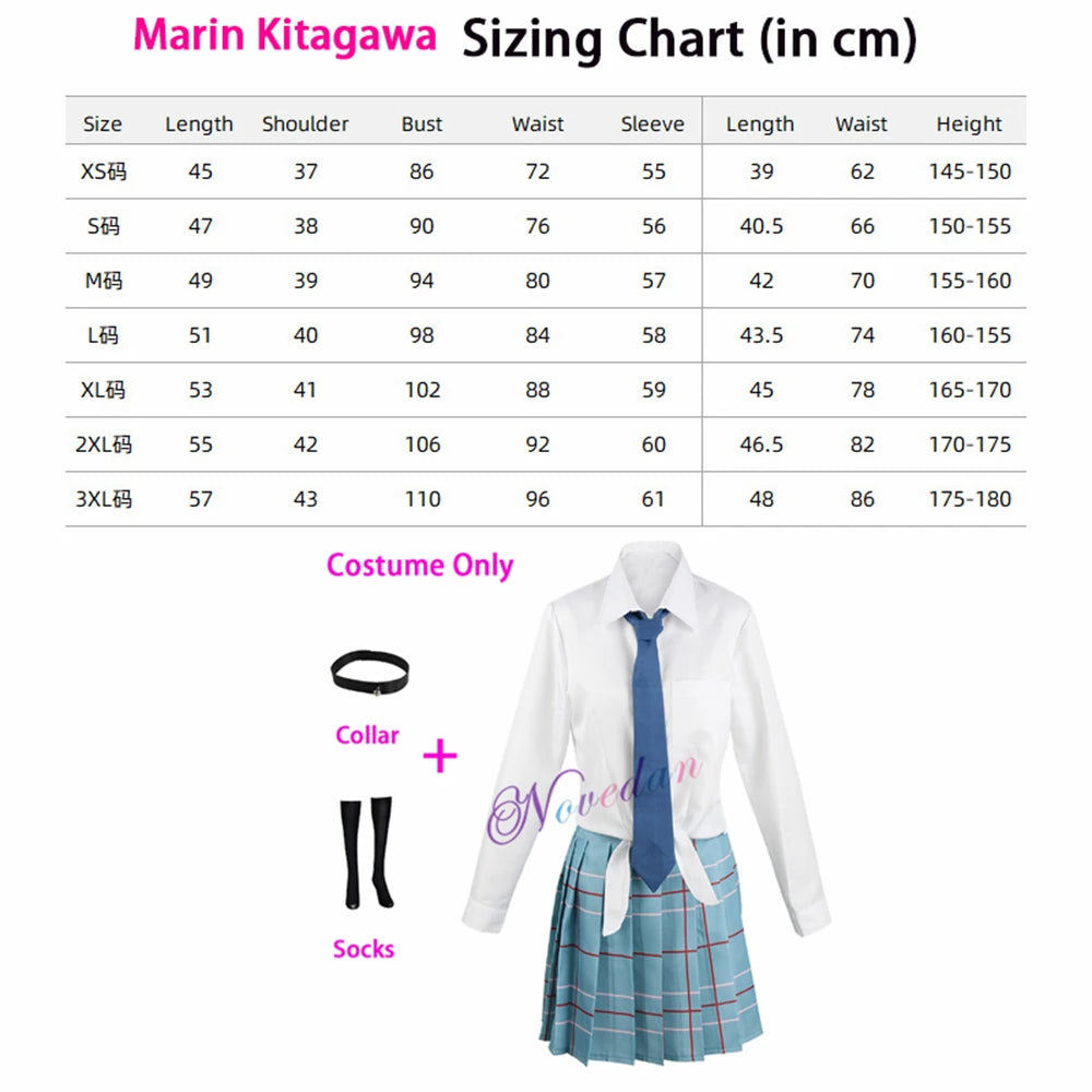 Marin Kitagawa Cosplay My Dress Up Darling JK School Uniform Dress Girls Maid Outfit Anime Cosplay Halloween Costume Wig Women