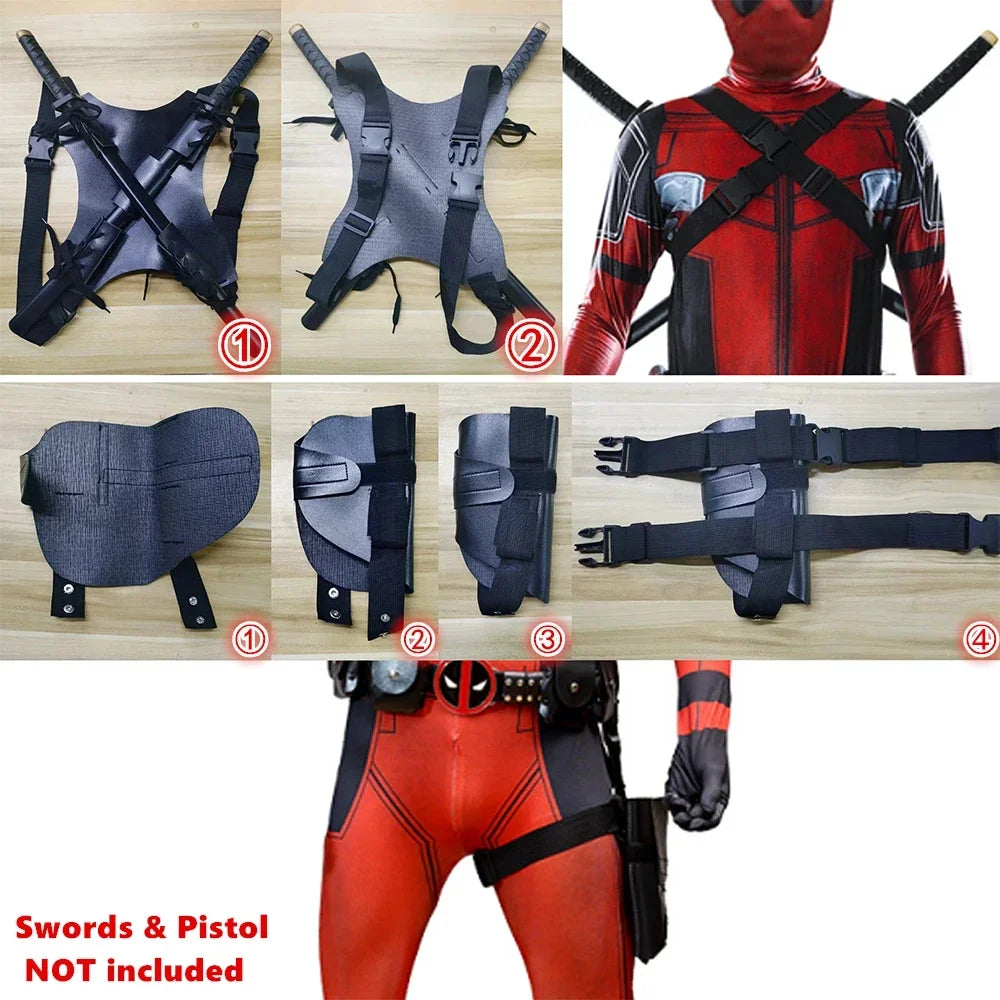 Deadpool Costume Accessories Belt Swords Blades Pistol Holster Superhero Cosplay Props Toys Wade Wilson Role Play