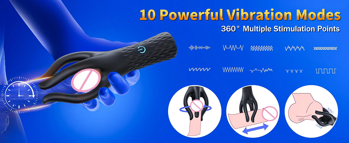 Male Penis Vibrator Sex Toys,4 Tentacles 360° Wrapping Glans Trainer,Fingertip Endurance Delay Exerciser,Masturbator Erotic Toys