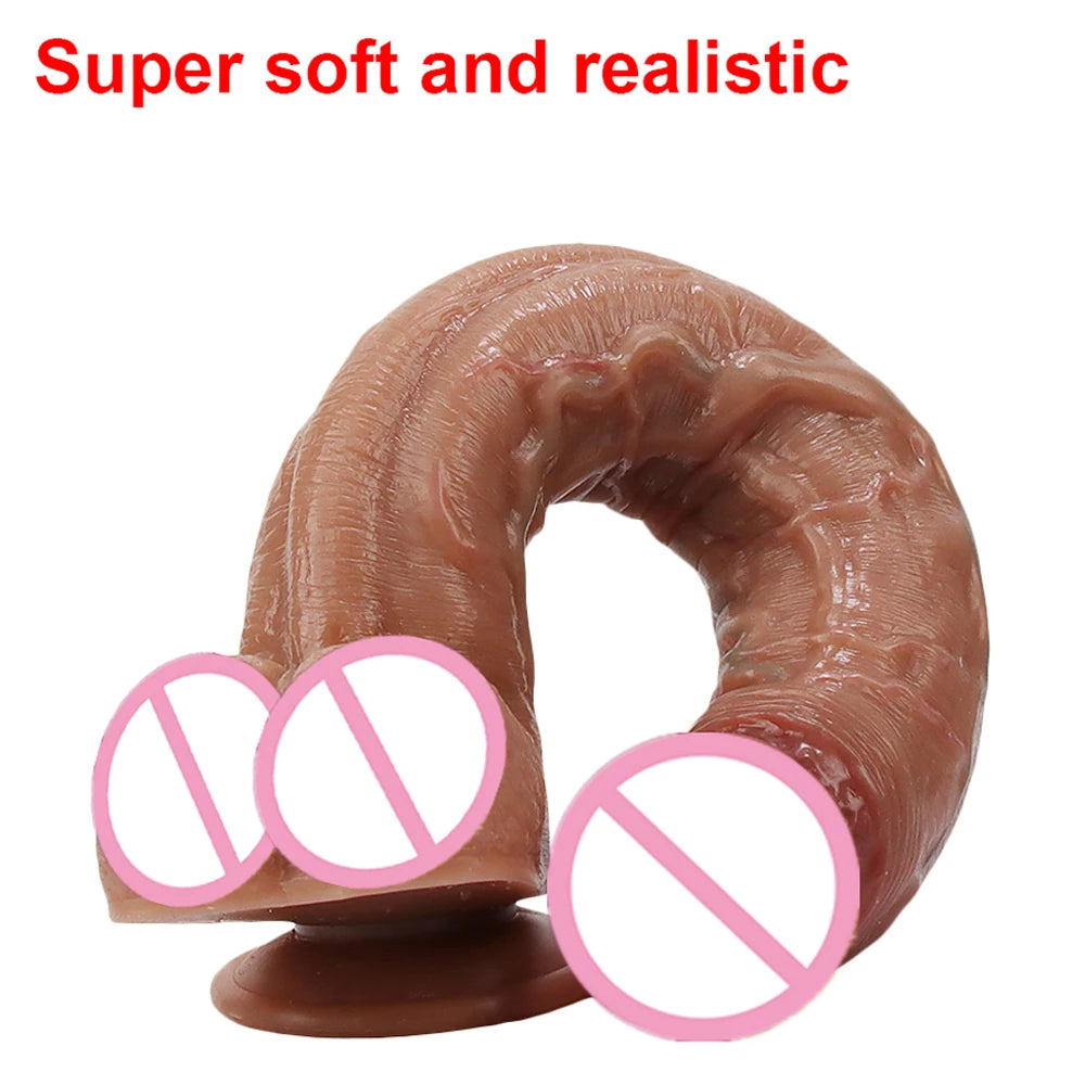 Super Long Realistic Dildo Soft Big Penis Silicone No Vibrators Lesbian Strapon Vagin Anal Sting Sex Toys For Womans Maturbators