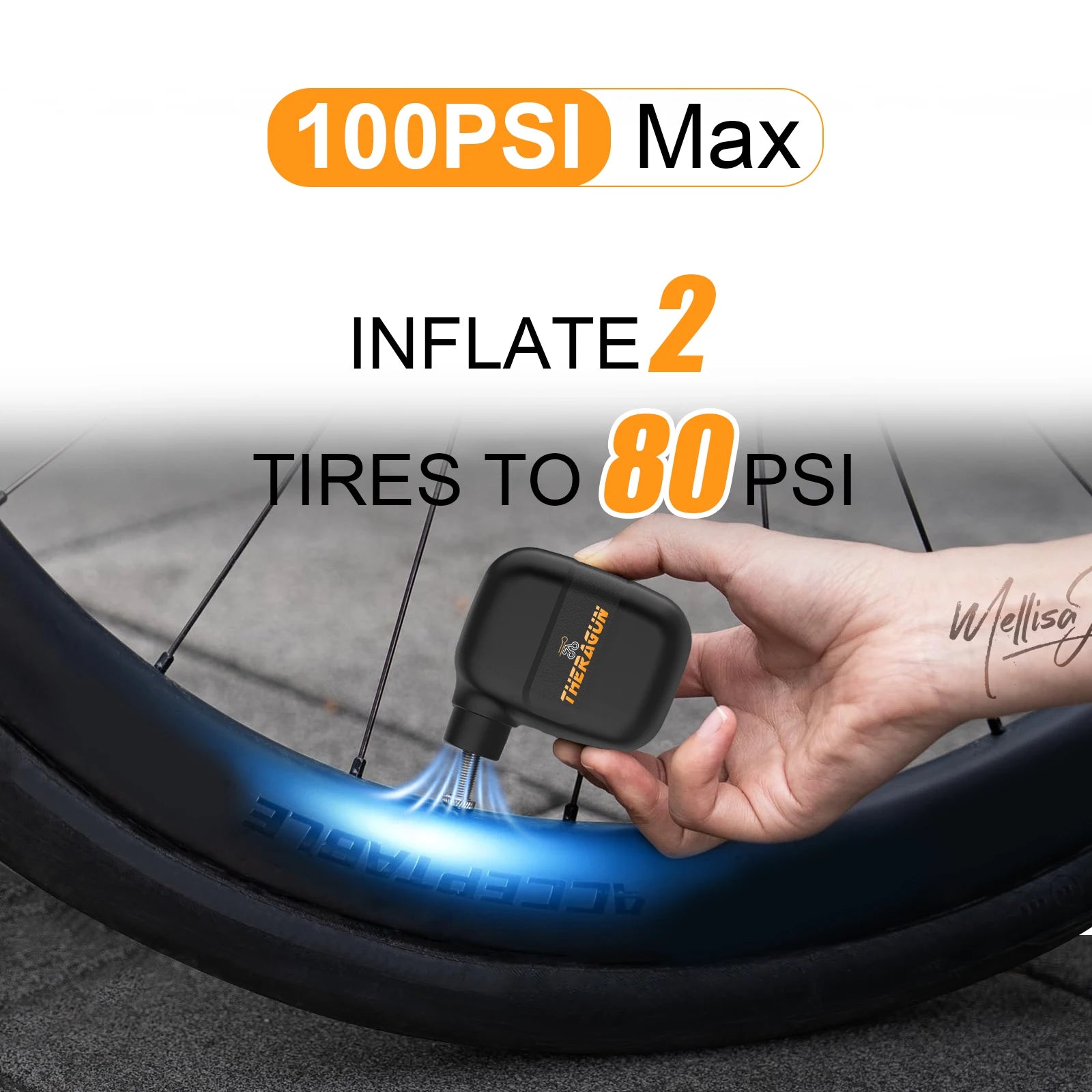 Mini Portable Bicycle Pump Rechargeable Air Inflator 100PSI 5V Type-C Bike Accessories for Bike Schrader Presta Tires.