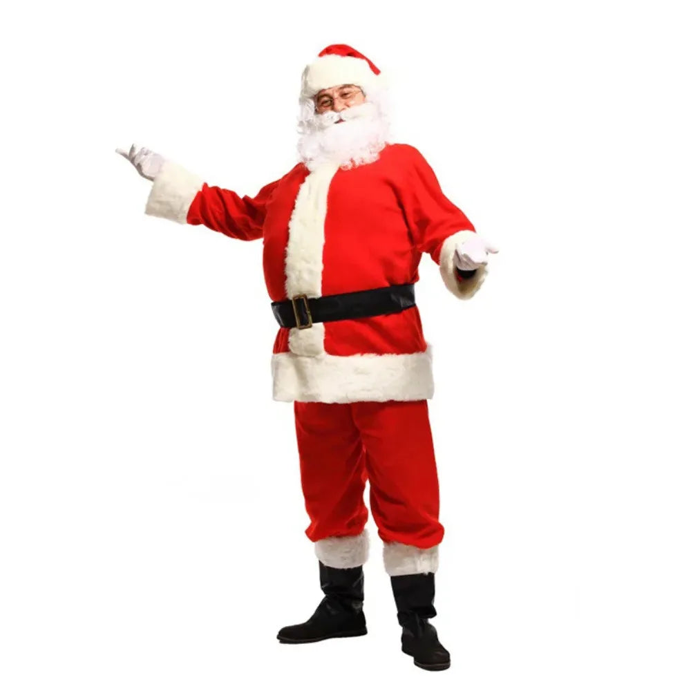 Santa Claus Cosplay Costume Christmas New Year Men Costumes Deluxe Classic Adults Set Halloween Carnival Party RolePlay Suits