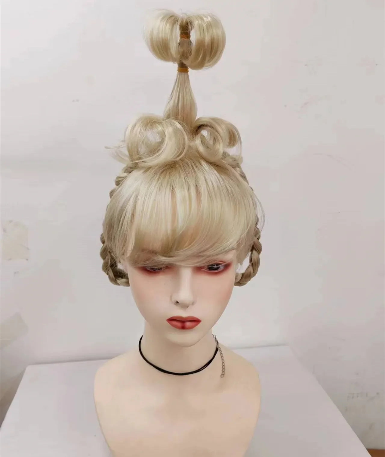 Cindy Lou Who Movie Cosplay Wig with Red Bow For Women Lou Heat Resistant Synthetic Hair Who Wig Christmas Party Wig Gift