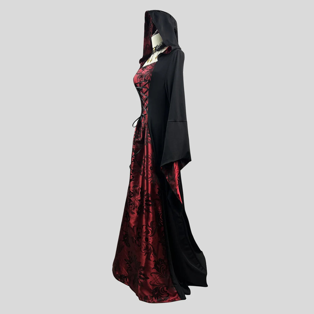 [You're My Secret] Women's Dress Cosplay Vampire Halloween Carnival Party Adult Costume Medieval Retro Gothic Hoodie Witch Robe