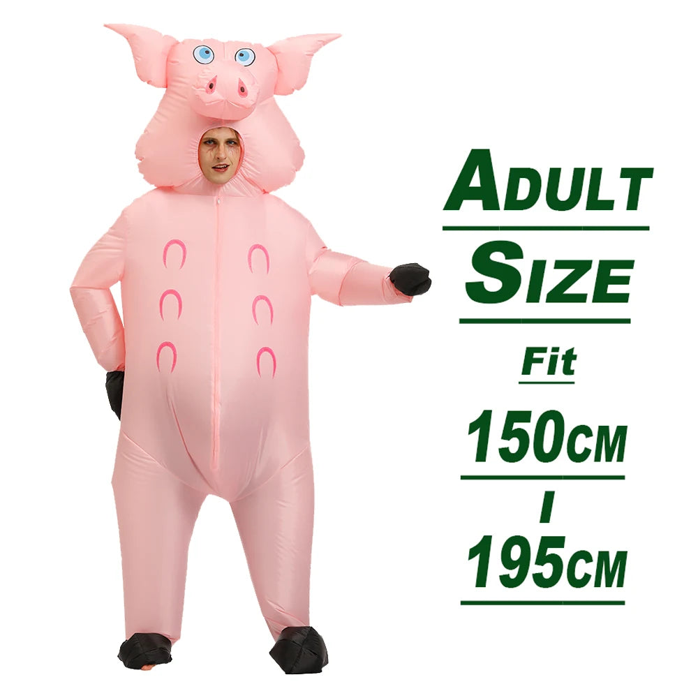 Adult Mascot Pink Pig Inflatable Costumes Halloween Cosplay Costumes for Man Woman Animal Party Role Play Disfraz