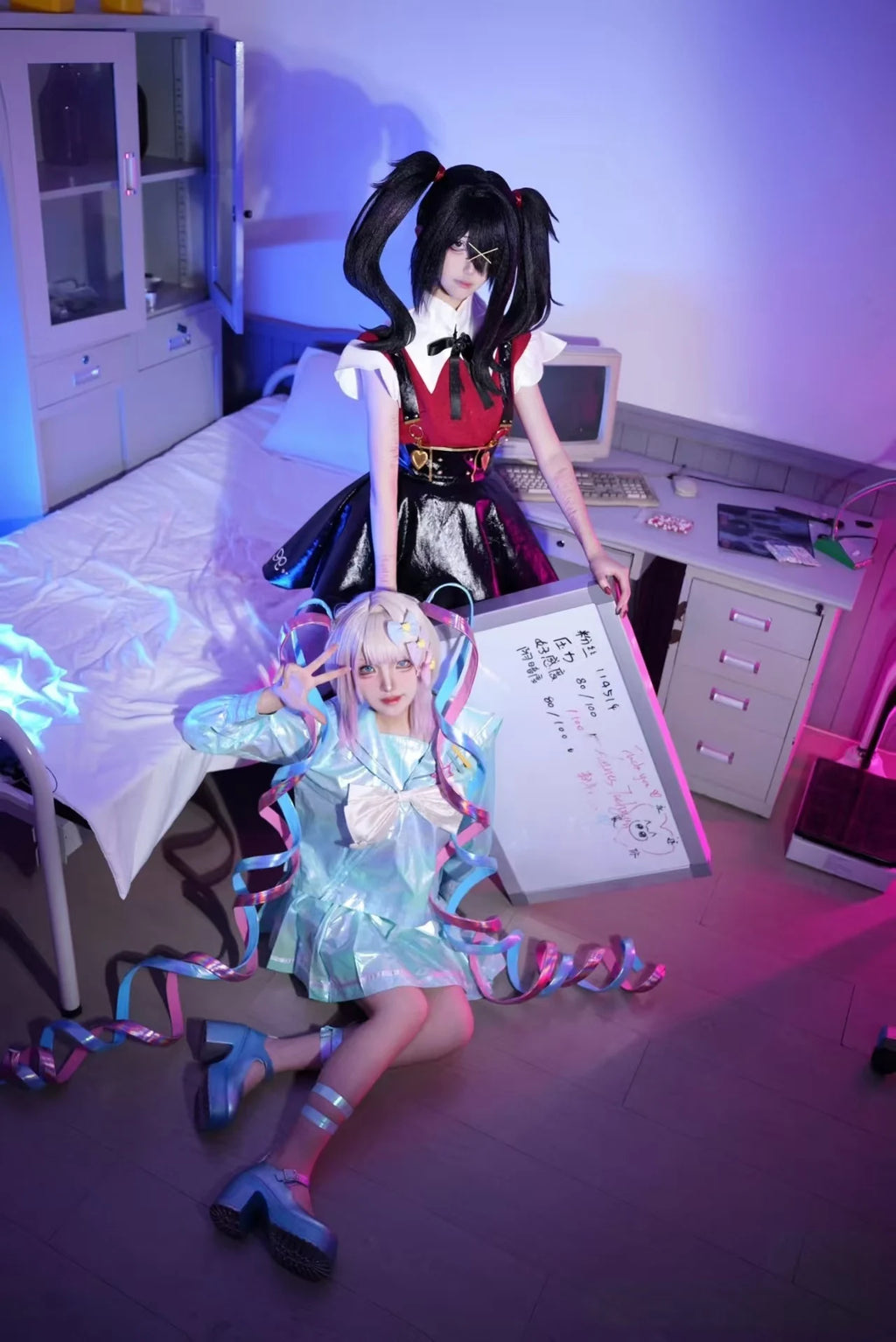 Game NEEDY GIRL OVERDOSE KAngel Cosplay Costume Full Set of Clothing Sailor Suit Jk Uniform Laser Color Skirts