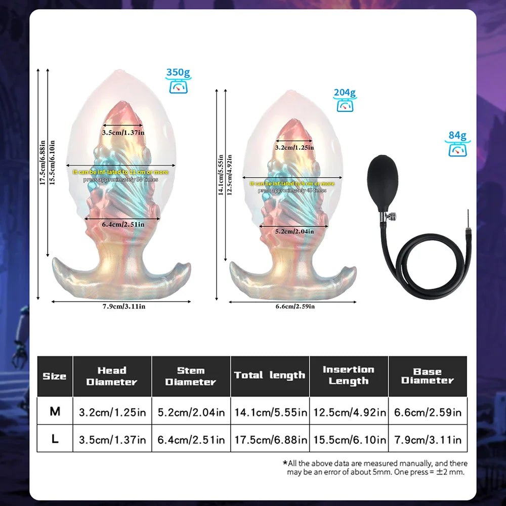 Inflatable Anal Plug Max 11cm Huge Buttplug Inflatable 18+ BDSM Sex Game for Women Men Gay Anal Dilation Prostate/G-spot Massage