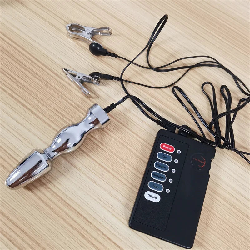Metal Anal Beads Butt Plug Electric Shock Nipples Clips Vagina Stimulation Massage Adult Sex Toys for Women Men Gay Masturbation