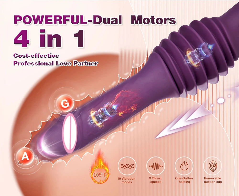 Telescopic Large Dildo Vibrator 10 Vibration 3 Thrusting Realistic Dildos Vagina Massager G Spot Clit Anal Sex Machine for Women