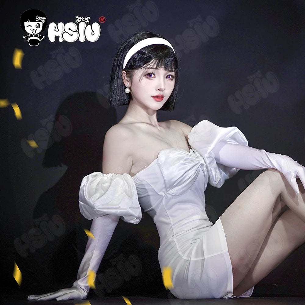 Sua Cosplay Clothing Wig Anime alien stage cosplay Costume HSIU White dress Full short black hair Sua cosplay Clothing Wig