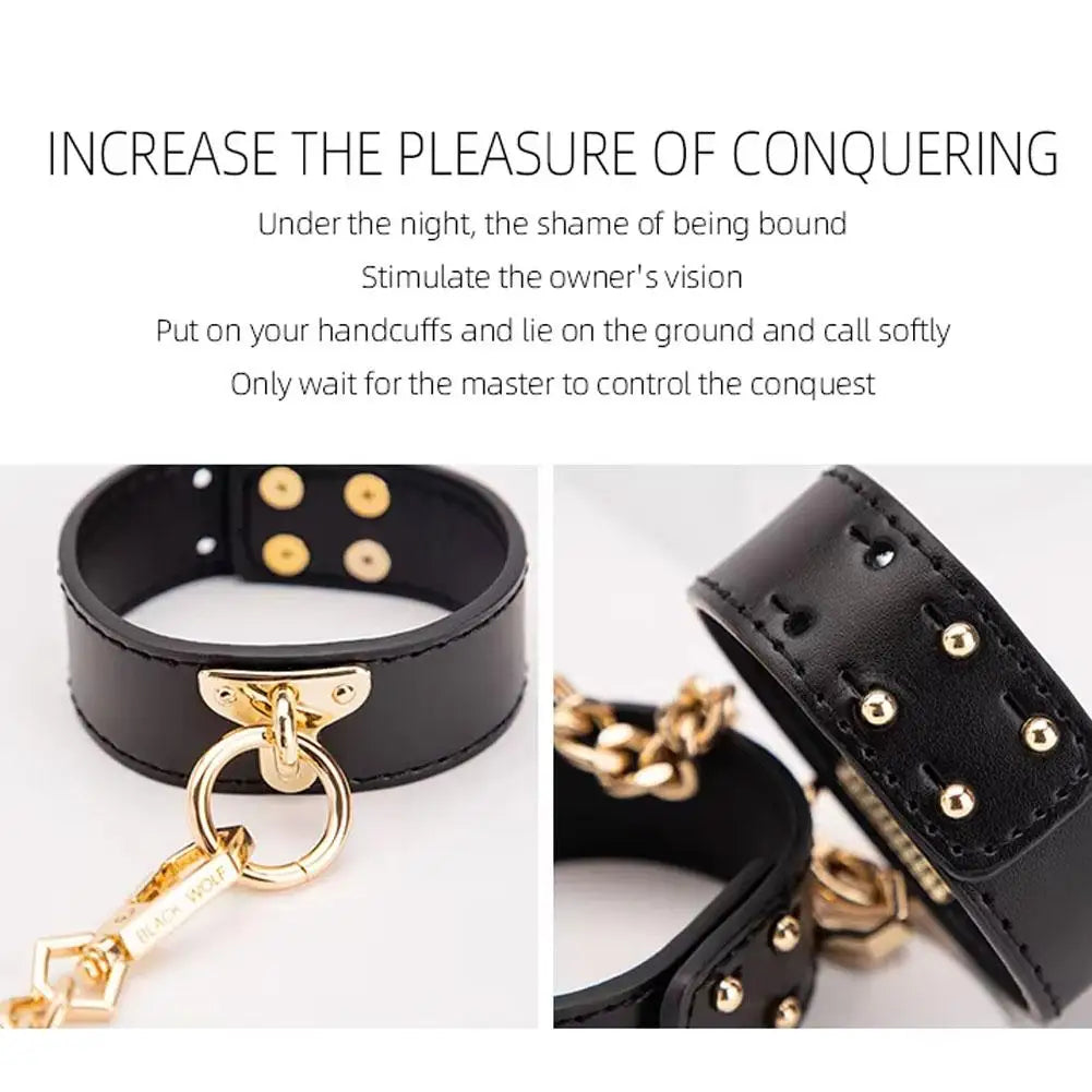 Role-playing Props PU Leather Collar Whip Flirting Mouth plug Handcuffs Sex toys for Women Men Couple Adult Games Sex Toy