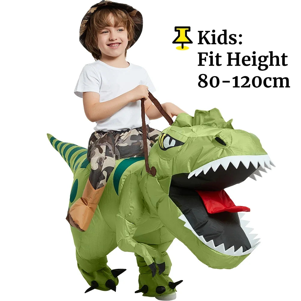 Inflatable Dinosaur Costume Riding T Rex Air Blow Up Funny Fancy Dress Party Halloween Costume for Adult Cosplay Party