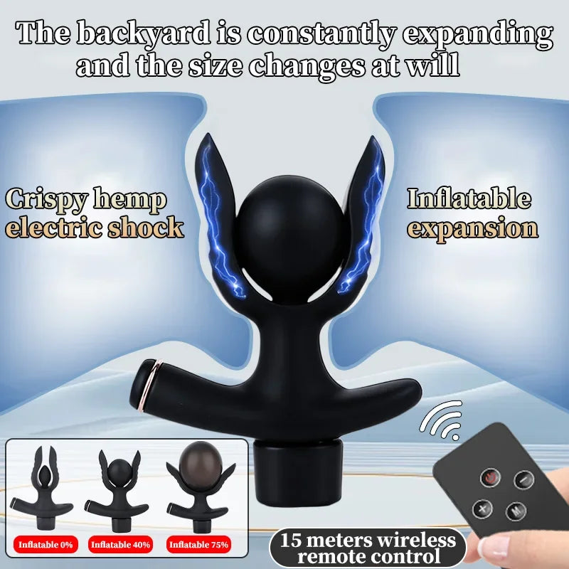 Inflatable Electric Shock Anal Plug Vaginal G Spot Stimulation Anal Docking Insertion Prostate Massage Male Masturbator Sex Toy