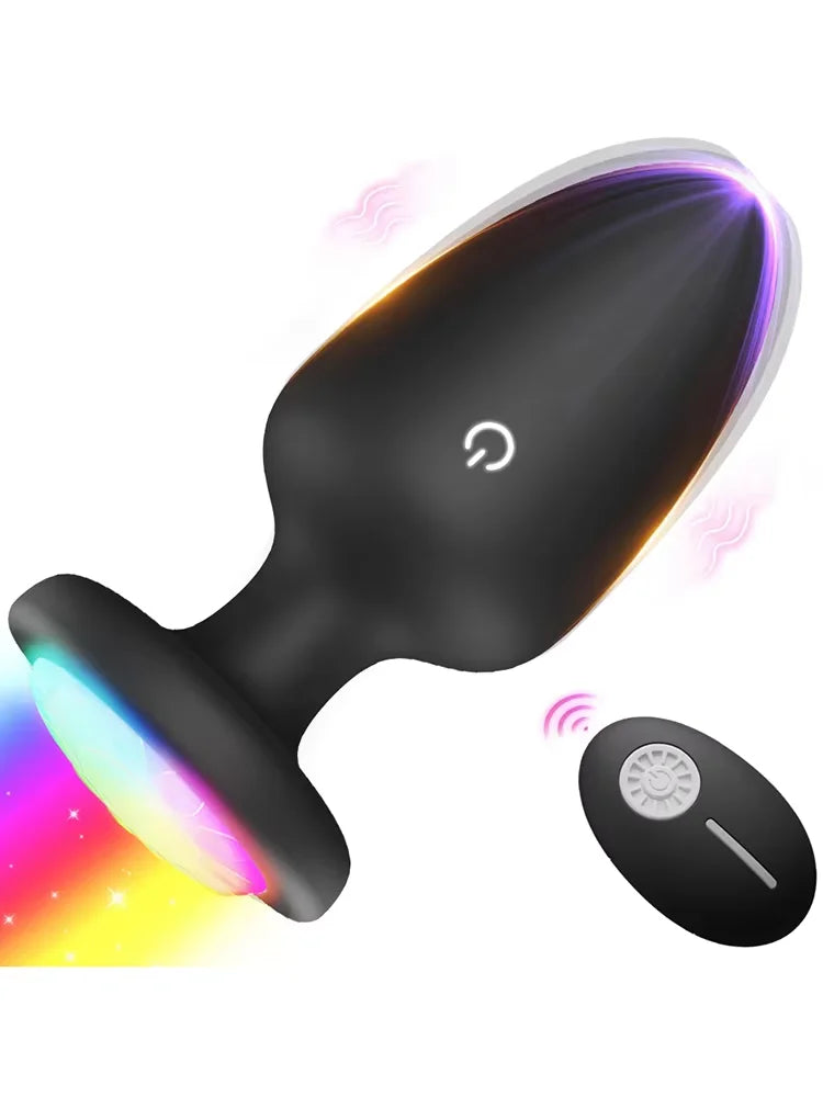LED Colorful Light Butt Plug for Women Men Anal Plug Vibrator Prostate Massager Adults Sex Toys Wireless Remote Control Buttplug
