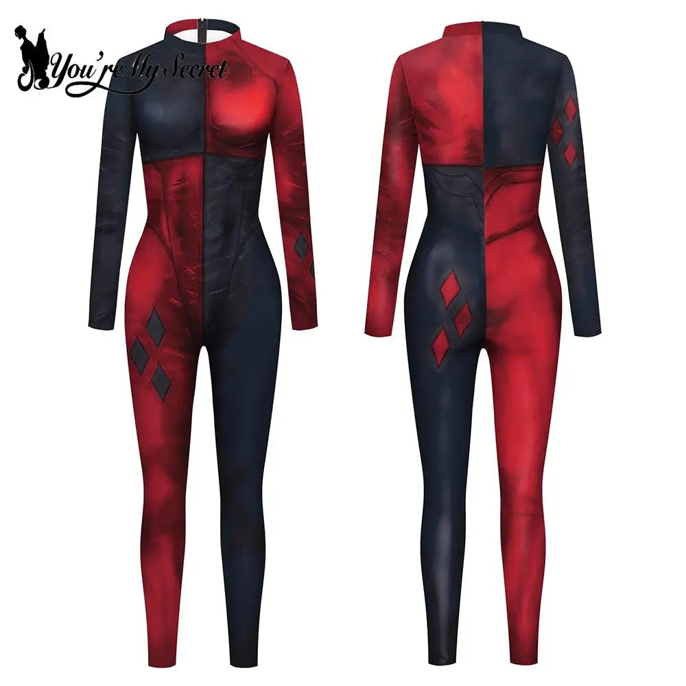 [You're My Secret] Clown Women Cosplay Costume Halloween Dress Up Matching Set Carnival Party Dress Leggings Cool Bodysuit