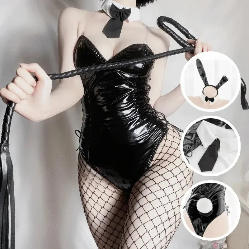 Sexy Bunny Girl Cosplay Bodysuit Sakurajima Mai Senpai Costume Jumpsuit Faux Leather Woman Lingerie Rabbit Costumes