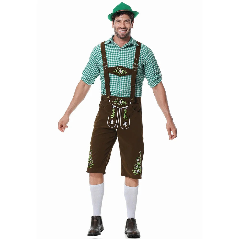 Men Oktoberfest Costume German Oktoberfest Pubs Bartender Outfit Beer Man Costumes  Lederhosen Bavarian Octoberfest