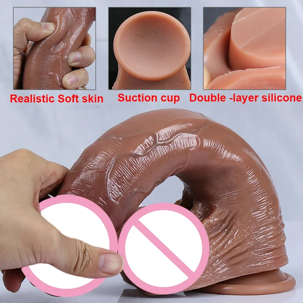 Huge Realistic Dildos for Women Real Skin Testicles Dildo Anal Vaginal Stimulation Strapon Big Glans Penis Sex Toys for Woman