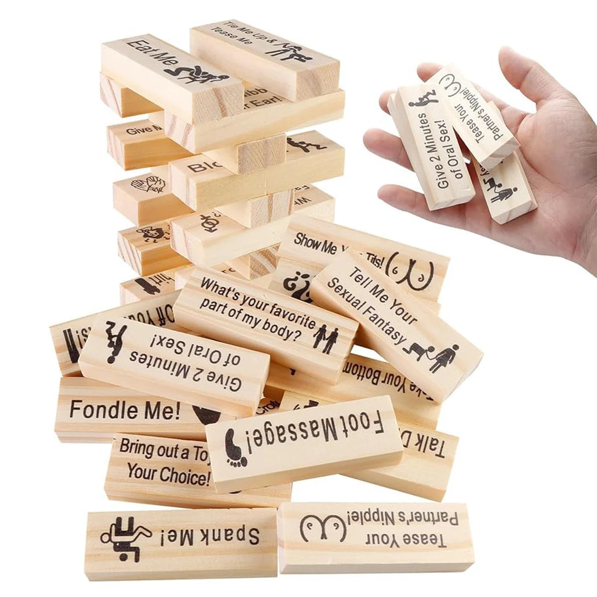 48Pc Sex Block Game For Adults Sex Toys Wooden Block Tower Game Couples Valentine Tumbling Tower Stacking Games SM Product