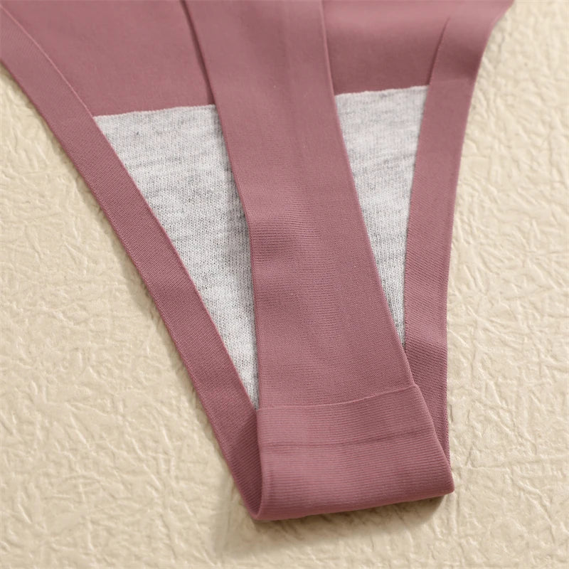 4PCS Ultra-thin Seamless Underwear Women's Invisible Panties Sexy Ice Silk Thongs Low Waist Breathable Bikini Stretchy Lingerie