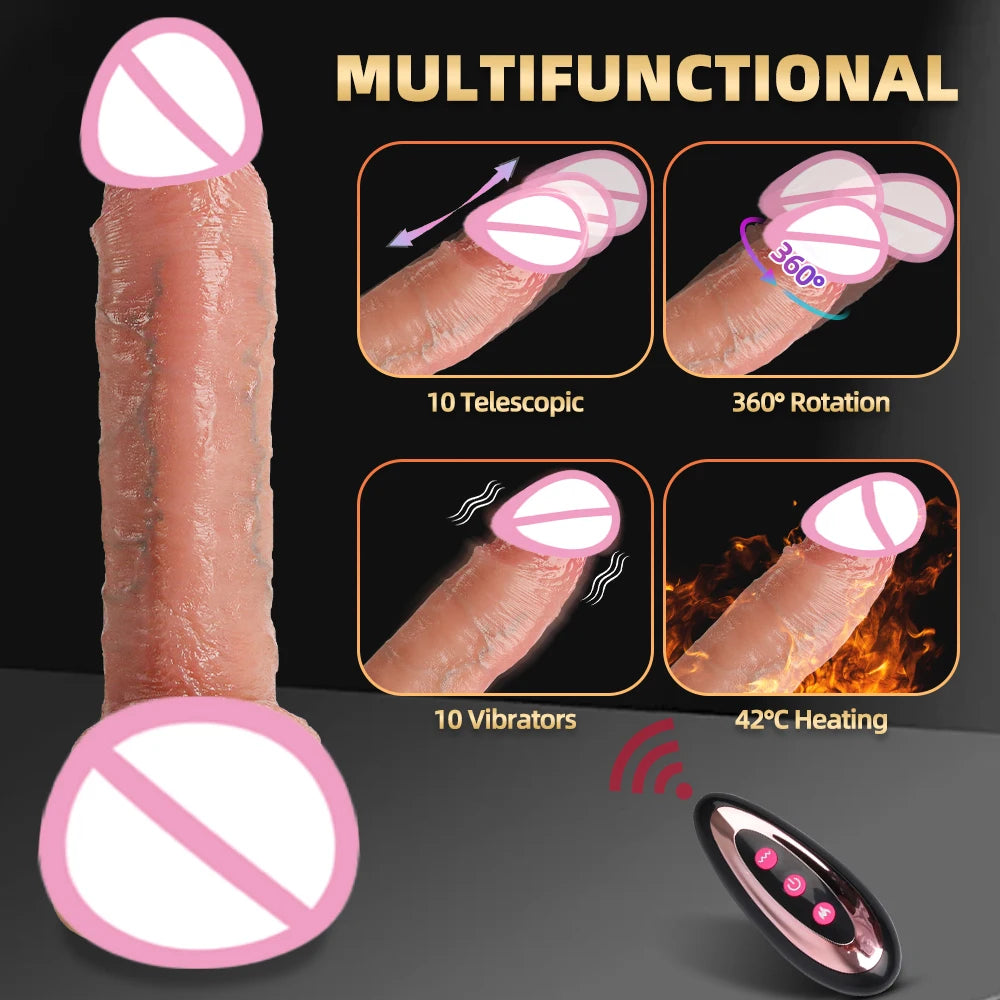 Big Penis Sex Toy Remote Control Realistic Dildo Vibrator Sexy Adult Toy Vibrating Female Sex Machine Heated Telescopic Vibrator