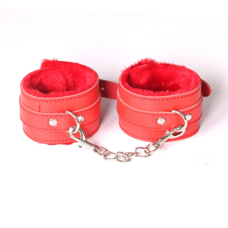 1 Pair Sexy Hand Wrap PU Leather Plush Handcuff Ankle Cuff Bracelet Bondage Lingerie Cosplay Accessories Couples Games Sex toys