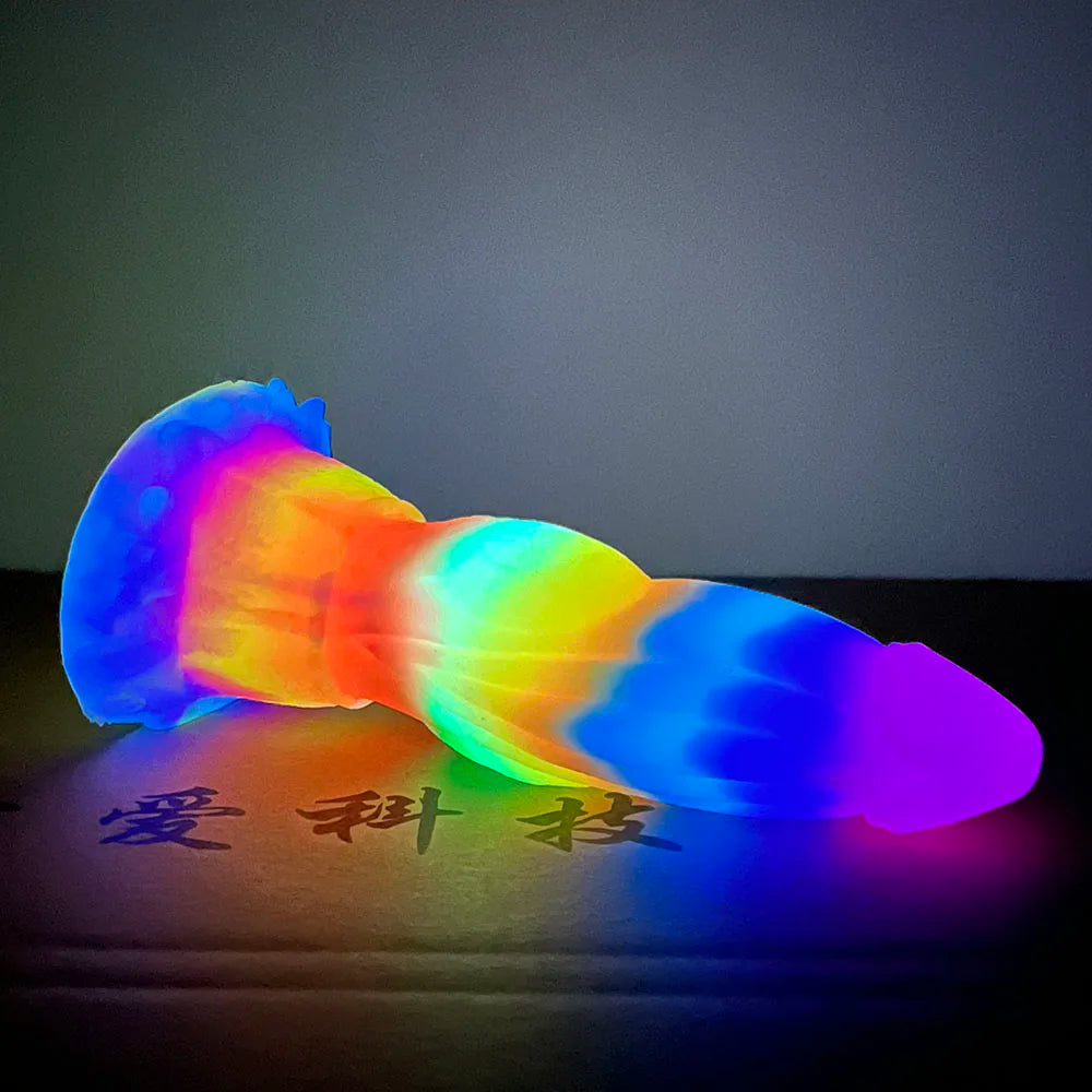 FAAK Luminous Dragon Dildo With Suction Cup Knot Dog Penis Size S M L Female Masturbator Glowing In Dark Silicone Sex Toys