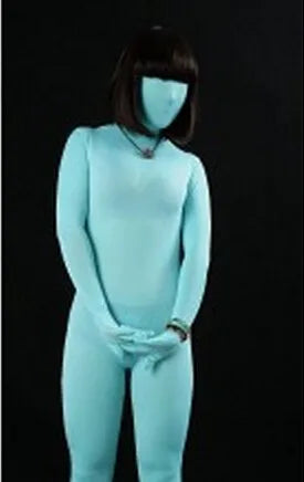 Fetish Zentai Bodysuit Crossdresser Halloween Cosplay Party Prom Light Blue Costume