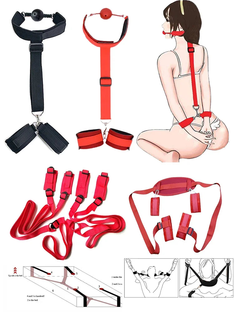BDSM Bondage Gear Kit Erotic Sex Toys Adult Gmaes Bandage Obedience Slave And Master Couple Role Play Exotic Accessories Sexshop