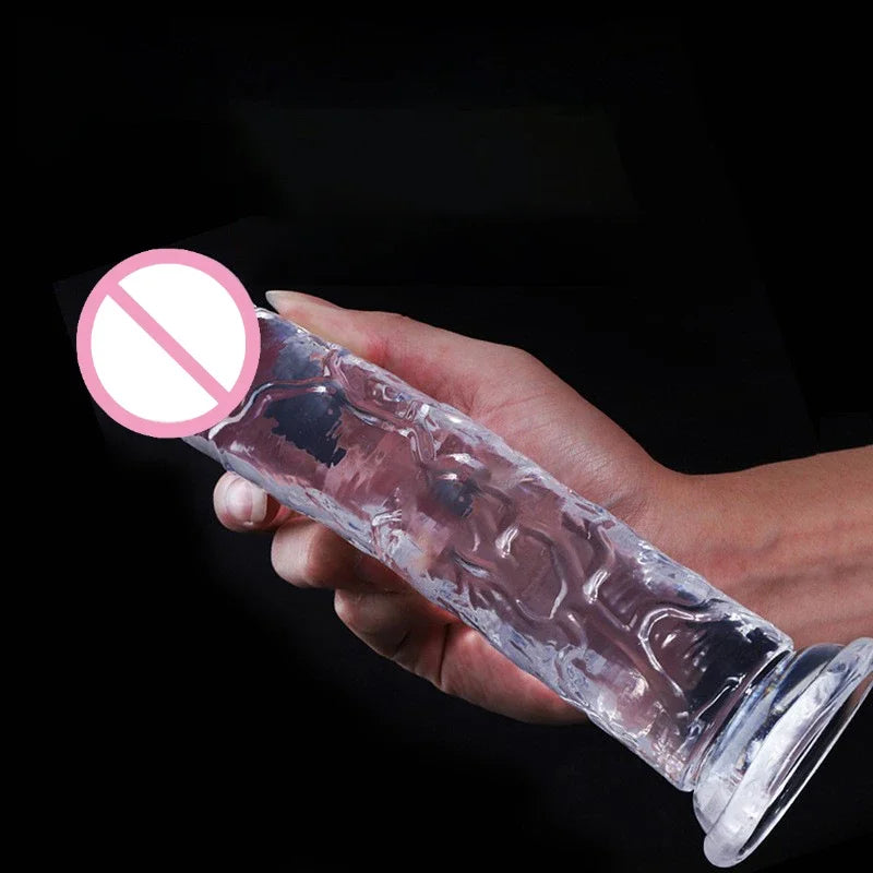Realistic Dildos Jelly Dildo with Strong Suction Cup BaseTransparent Eggless Fake Penis Sex Toys Female Masturbation Dildo 7Size