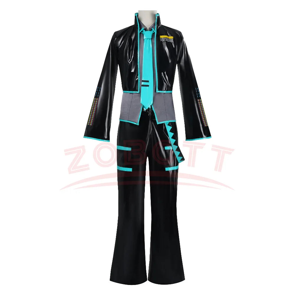 Anime Mikuo Male version Cosplay Costume Green Color Any Size Custom Made Full Set Perfect Custom black jackets Accessories