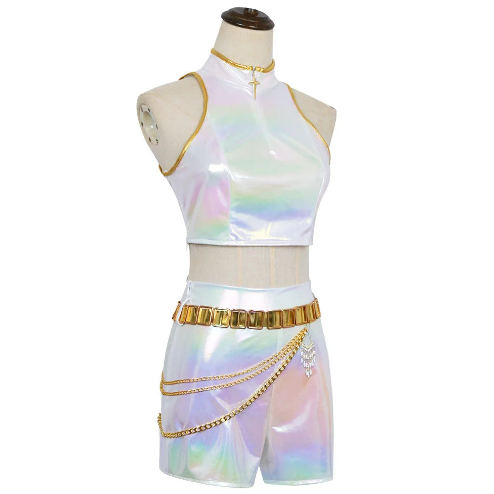 New Movie K-Pop Demon Hunters Cosplay Costume Rumi Zoey Mira White Set Adults Kids Halloween Party Props Stage Show Accessories