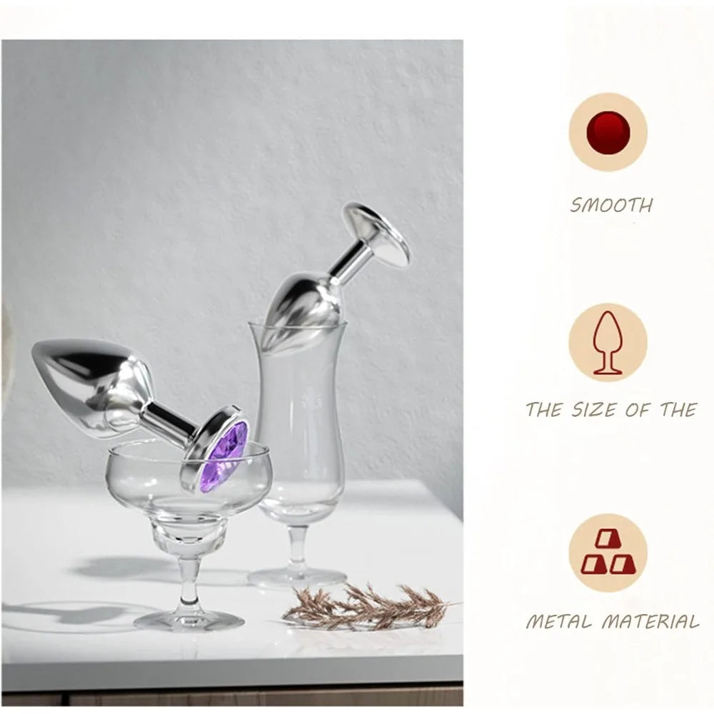 Anal Plug 3 Sizes Stainless Steel Crystal Anal Plug Removable Butt Plug Stimulator Anal Adult Sex Toys Prostate Massager Dildos