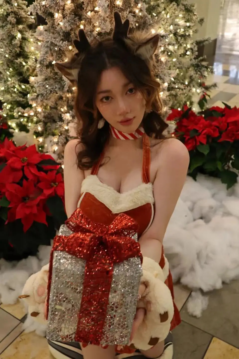 Christmas Cosplay Costume Sexy Reindeer Rudolph Xmas Party Performance Photoshooting Tempting Uniform Hot Seductive Pure Desire