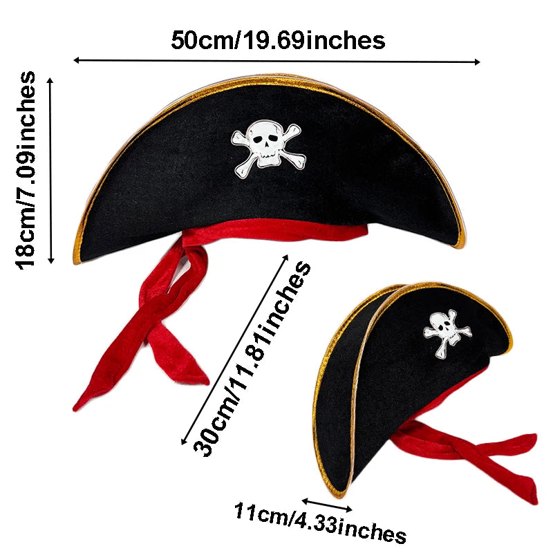 LED Pirate Hat Pirate Theme Holiday Cosplay Pirate Costume Decorations Glowing Captain Hat Colonial Tricorn Hat Woman Skull Hat