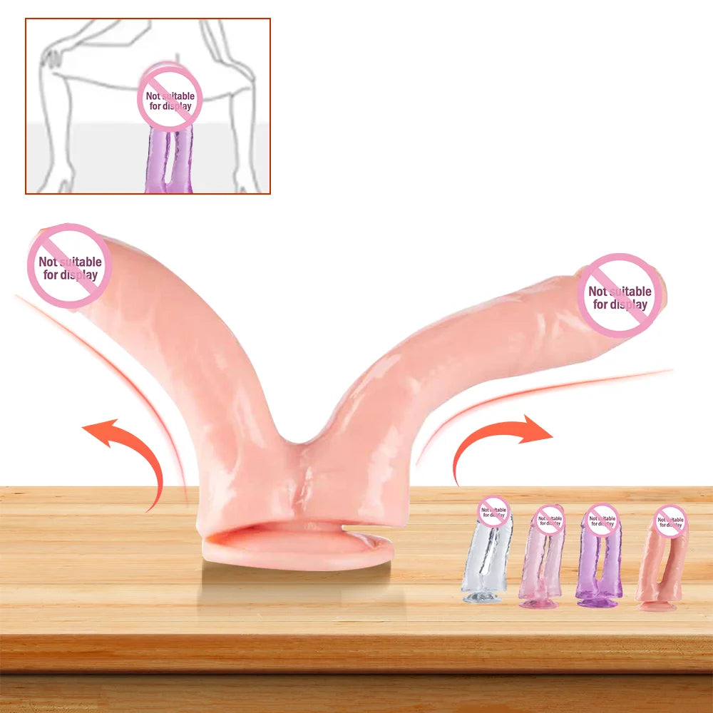 Double Ended Dildo Sex Machine Realistic Dildo With Suction Cup G-spot  Orgasm Anal Plug Sex Toy for Women JoinJJtoy
