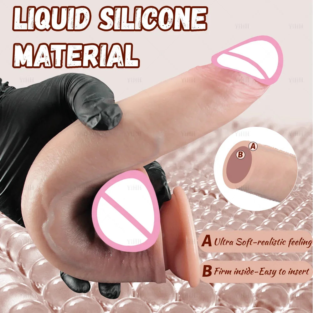 Realistic Long Dildo Sex Toys Dual-Layer Silicone Big Dildos Lifelike Giant Dildo Anal Play with Suction Cup Sex Toys for Women