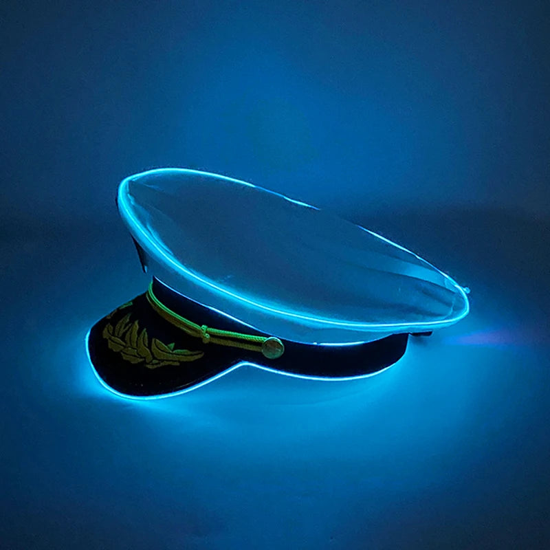 LED Pirate Hat Pirate Theme Holiday Cosplay Pirate Costume Decorations Glowing Captain Hat Colonial Tricorn Hat Woman Skull Hat