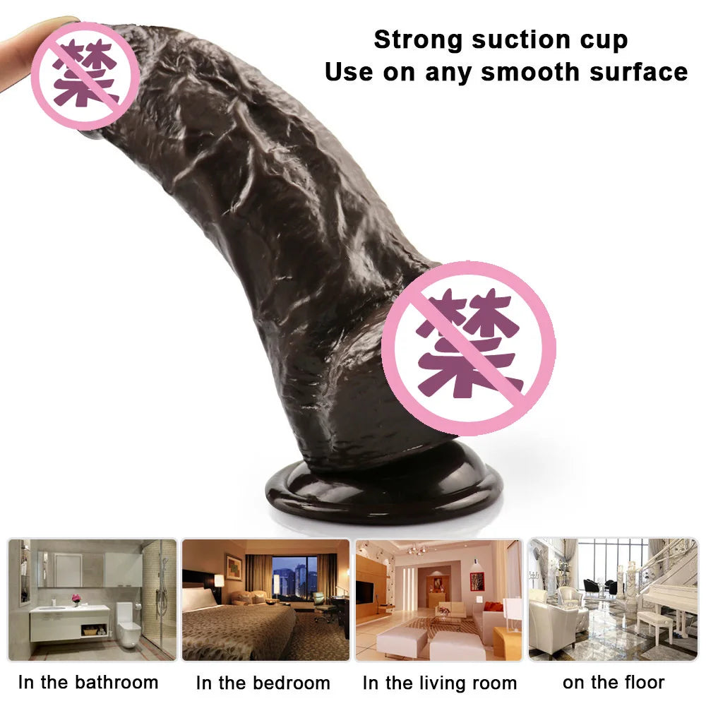 5CM dia Huge Realistic Giant Long Dildo Vaginal Masturbators Penis Erotic Toy for Women Suction Cup Thick Glans Dick