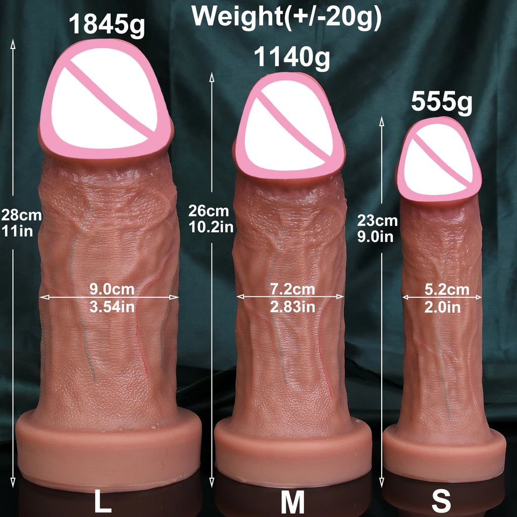 L Diameter 3.5 Inches Realistic Soft Big Thick Dildo S/M/L Silicone Penis Masturbation Suction Cup Dick Man Woman Anal Sex Toy