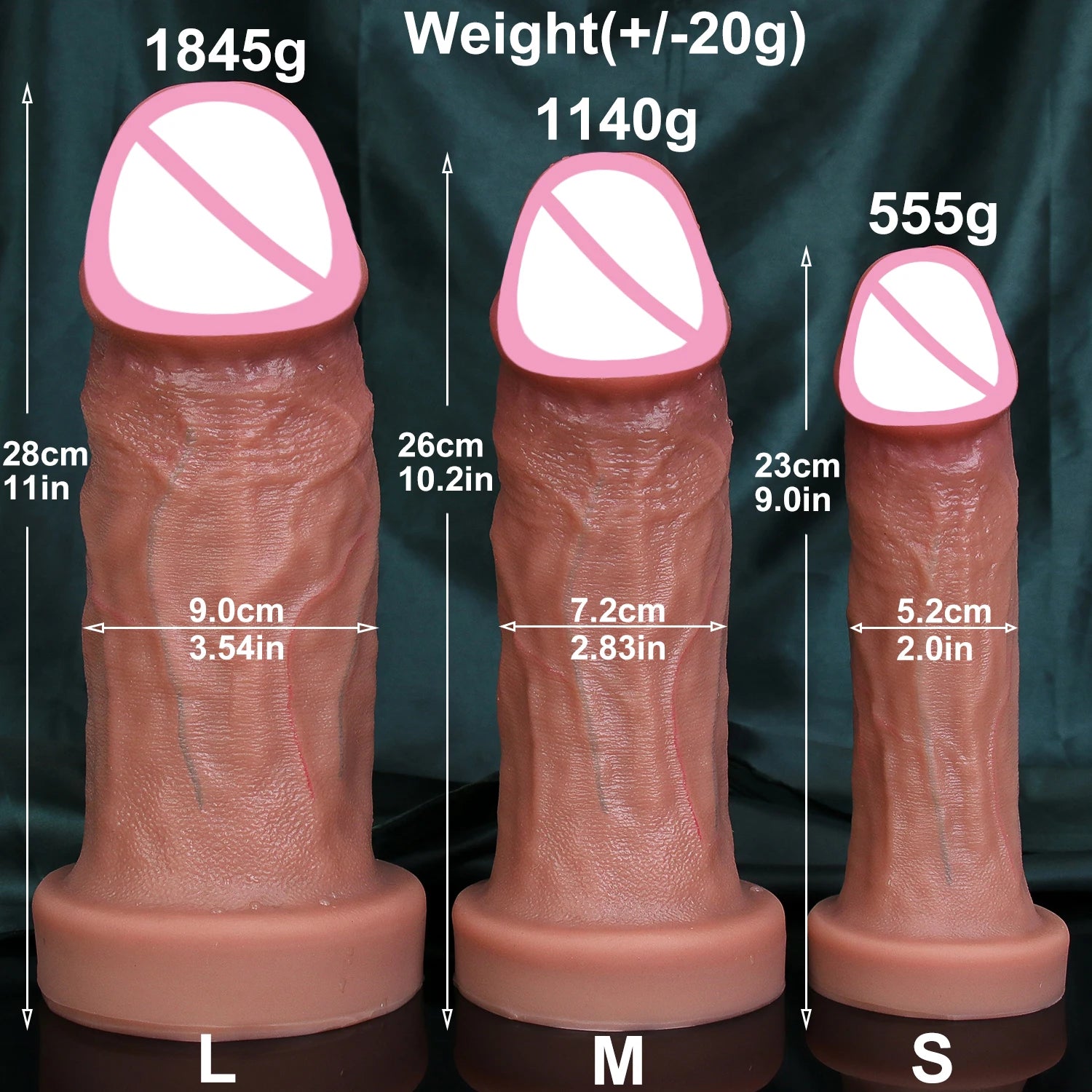 L Diameter 3.5 Inches Realistic Soft Big Thick Dildo S/M/L Silicone Penis Masturbation Suction Cup Dick Man Woman Anal Sex Toy