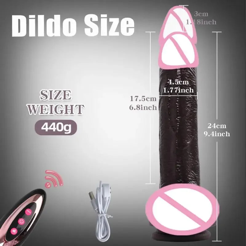 Women's Realistic Large Dildo Vibrator Sex Toy with Heating Function Big Penis Remote Control Telescopic Vibrator for Anal Use